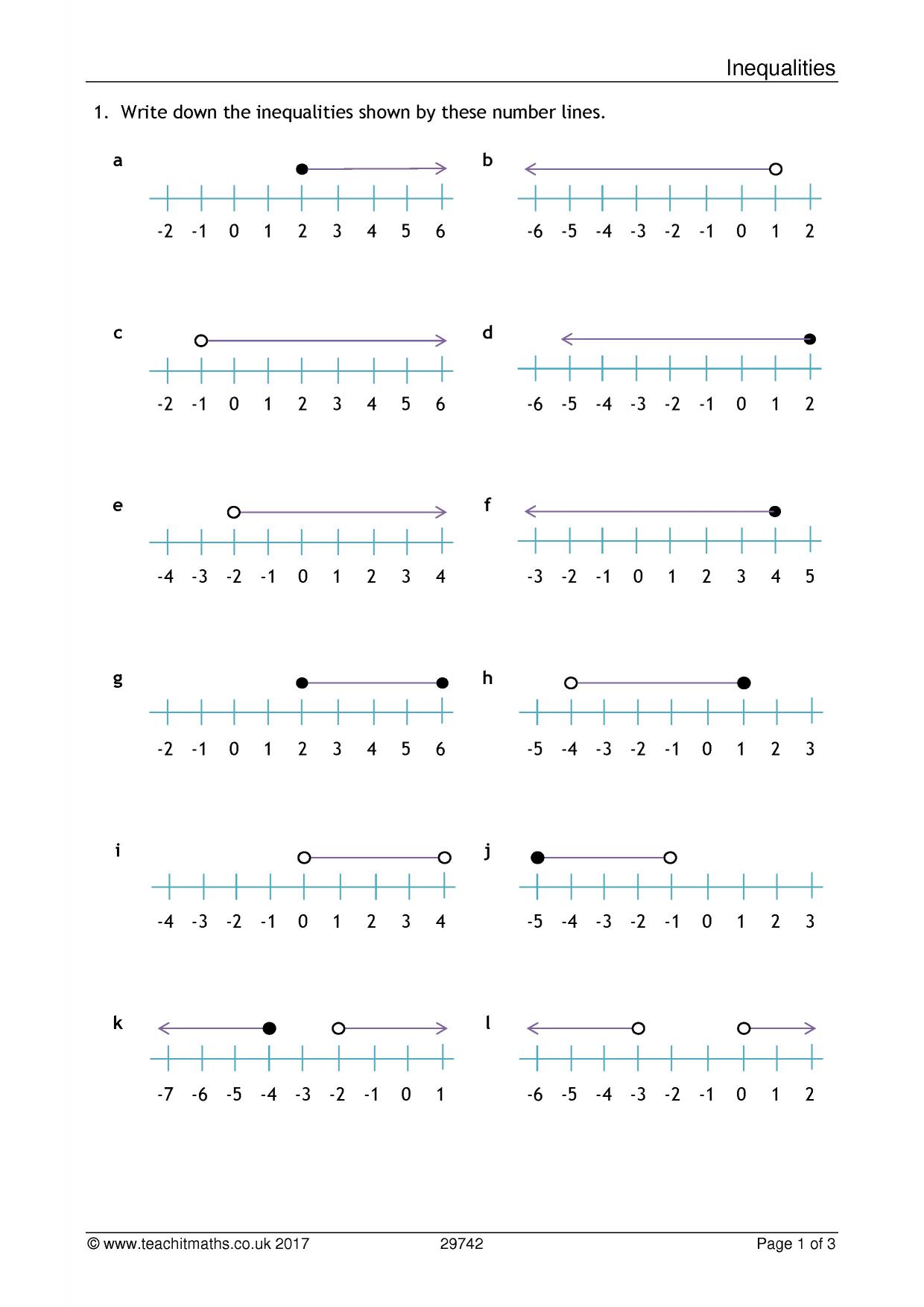 Inequalities  Teachit Maths In Linear Equations And Inequalities Worksheet