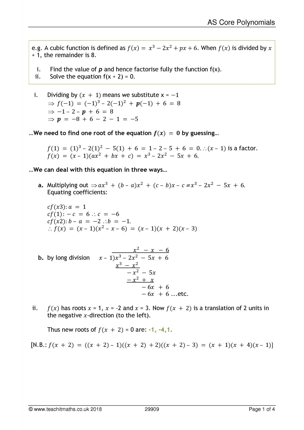 polynomial functions worksheet Inside Synthetic Division Worksheet With Answers
