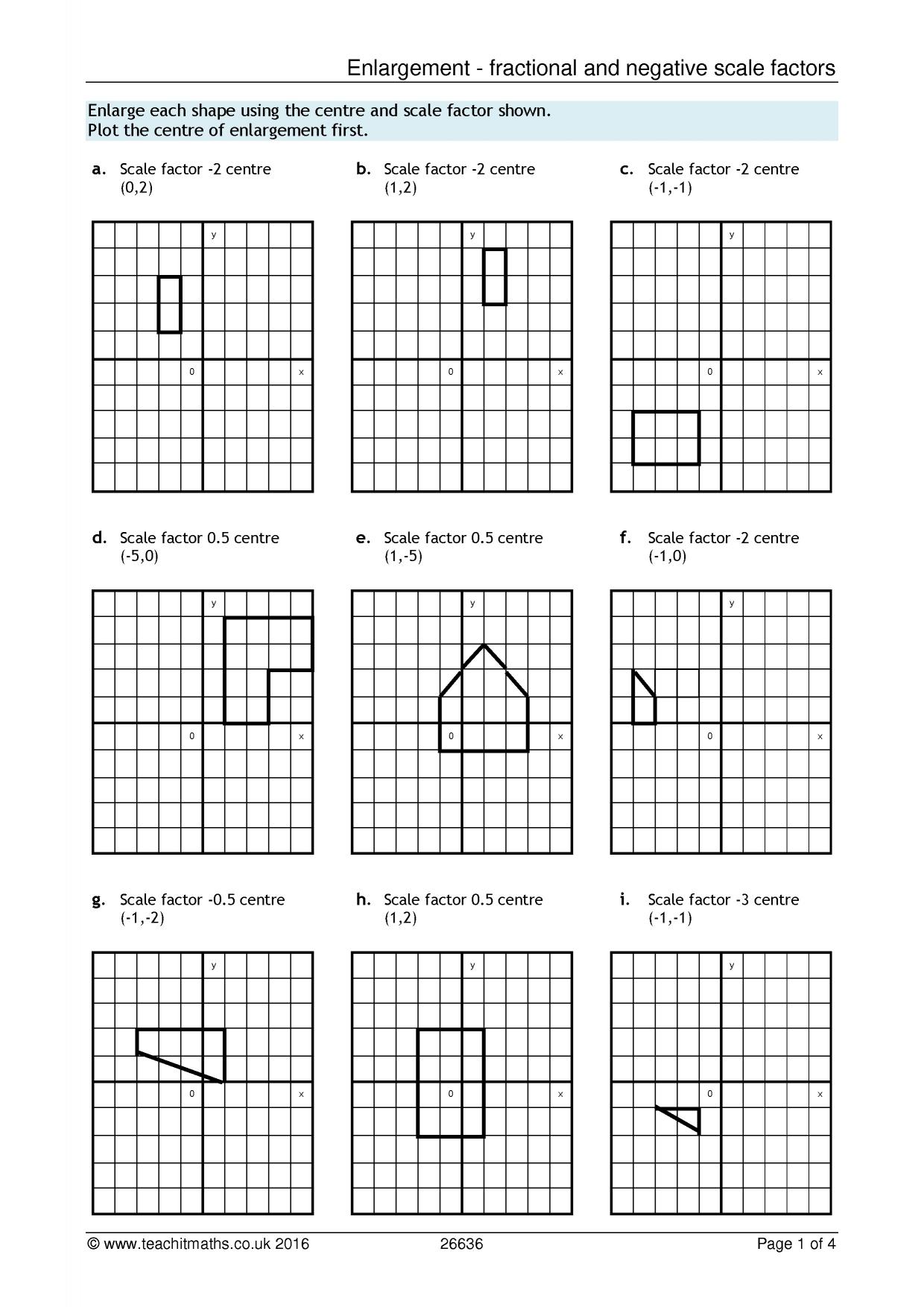 GCSE maths higher worksheet  Enlargement  Fractional and For Scale Factor Worksheet With Answers