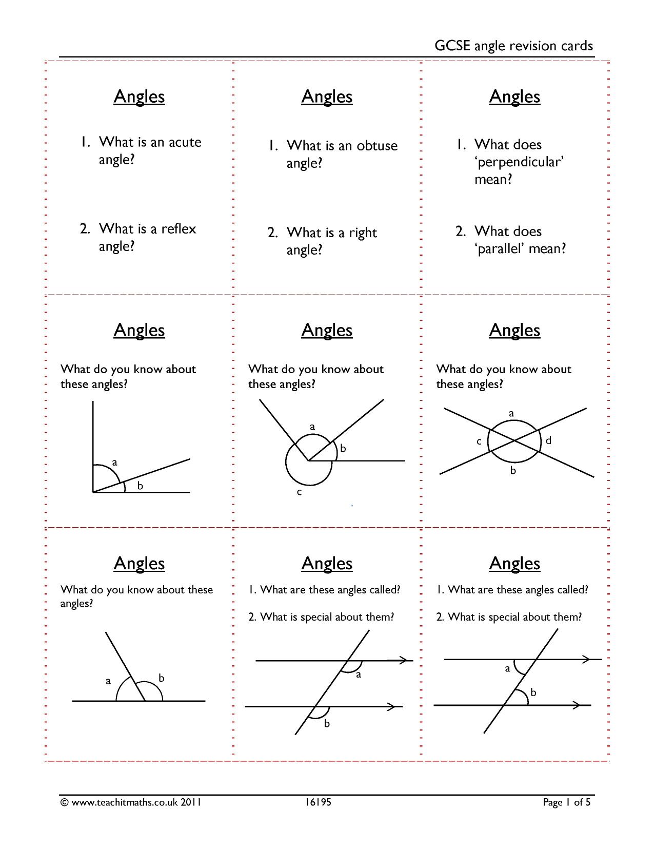 Gcse Angle Revision Cards