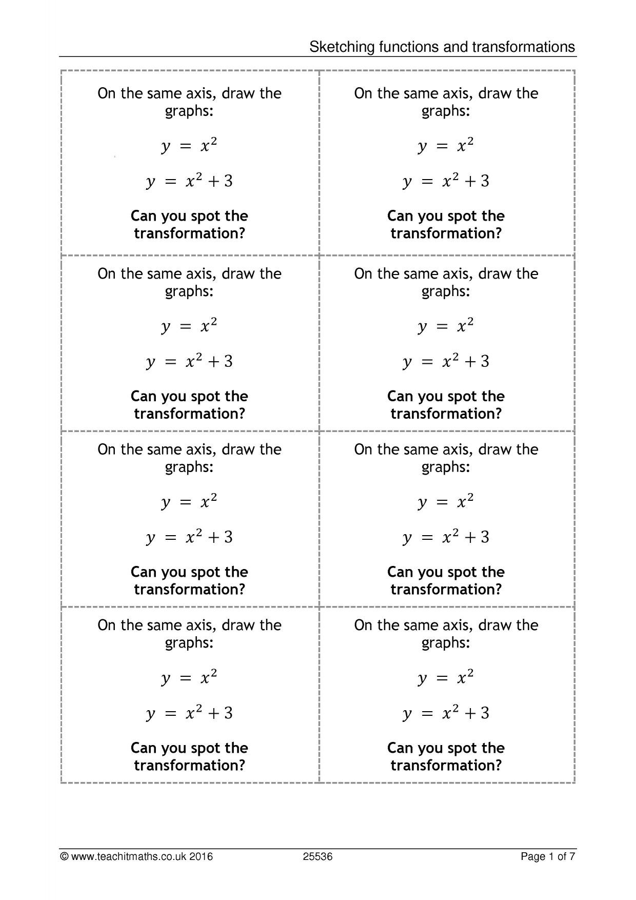 transformations - search results - Teachit Maths Inside Transformations Of Functions Worksheet
